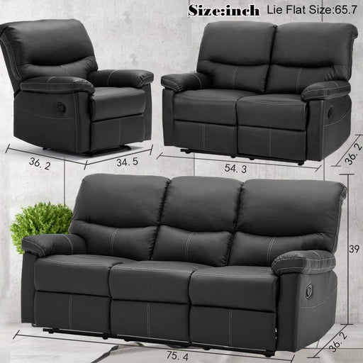 Recliner Sofa Leather Set 3 PCS