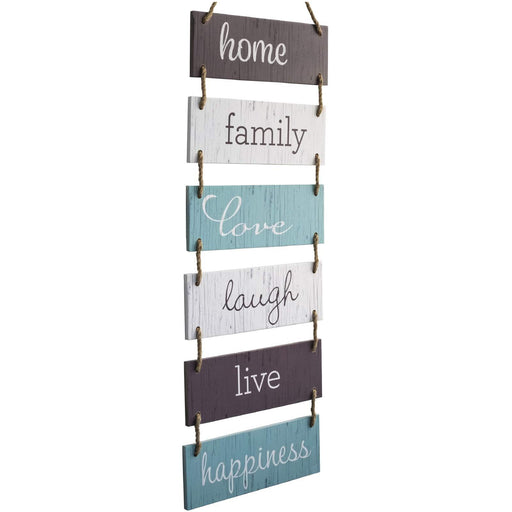 Large Hanging Wall Sign: Rustic Wooden Decor (Home, Family, Love, Laugh, Live, Happiness) Hanging Wood Wall Decoration (11.75" x 32")