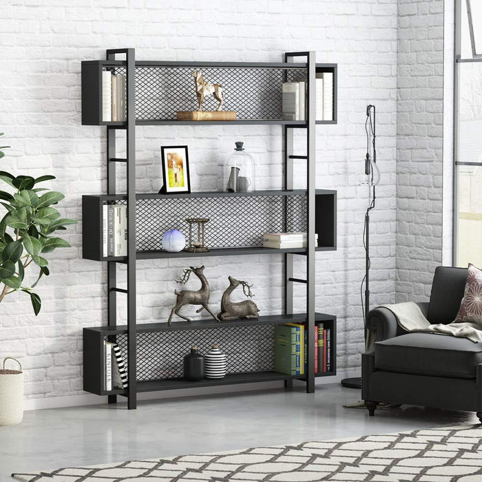 5-Shelf Bookshelf with Metal Wire