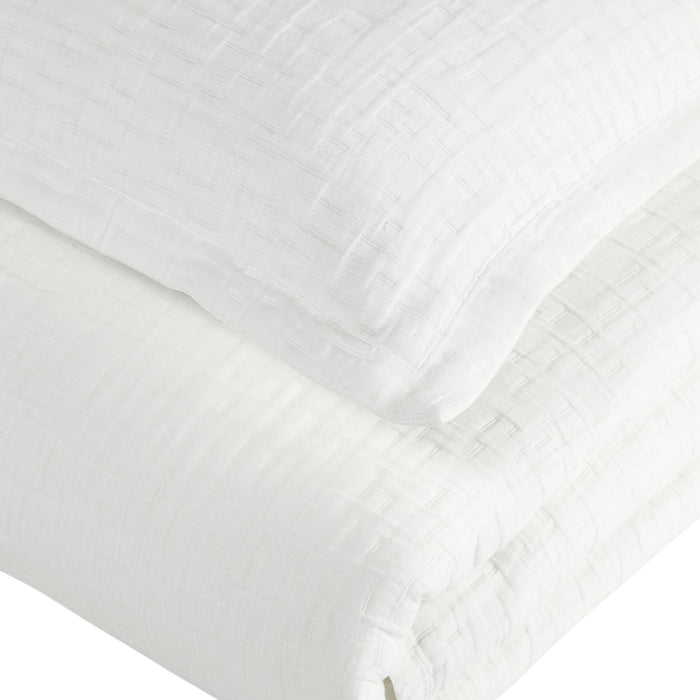 100% Cotton Lightweight Textured King Coverlet Set, Easy Care, 104" x 90", White