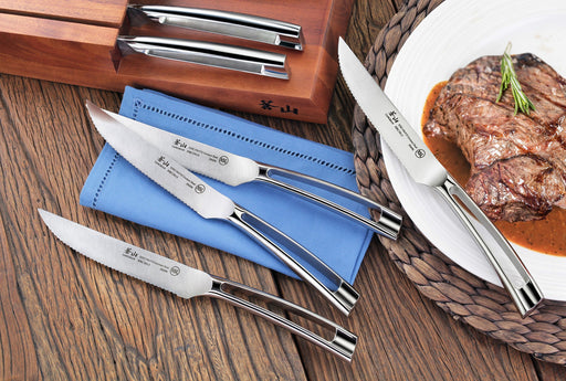 German Steel Forged 8-Piece Steak Knife Set with Wood Block