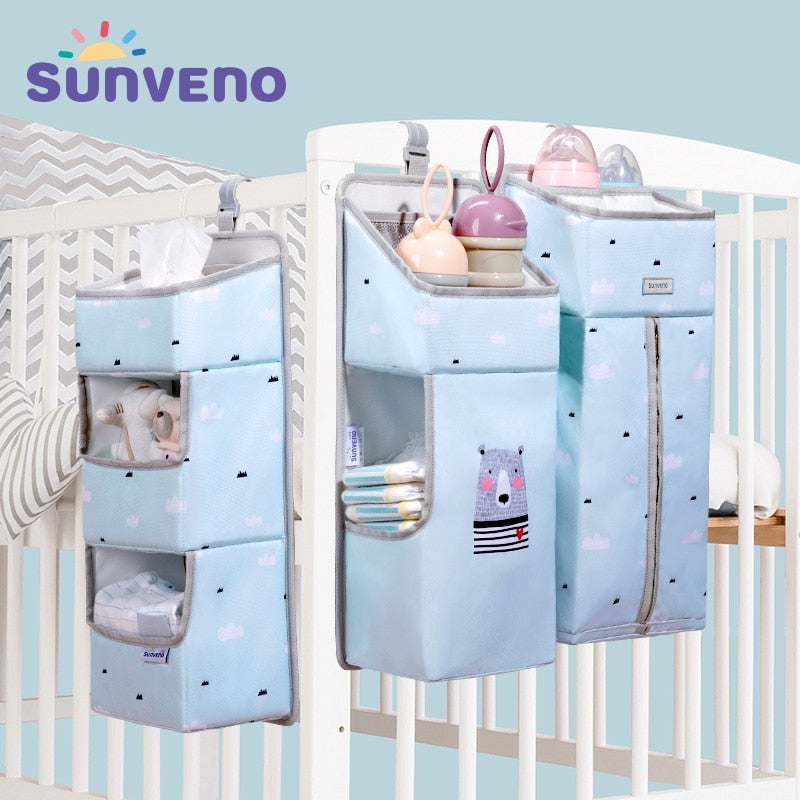Portable Baby Crib Organizer Bed Hanging Bag for Baby Essentials Diaper Storage Cradle Bag Bedding Set Diaper